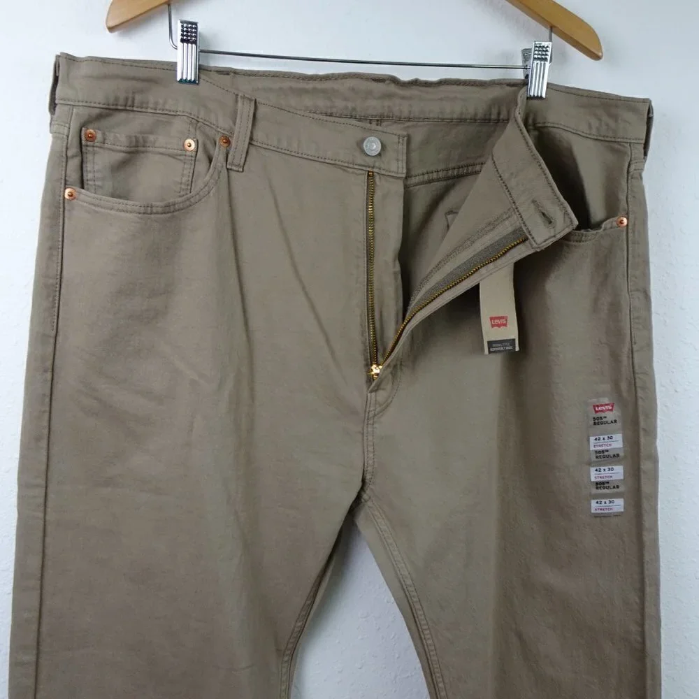 Levi's 505 Straight Leg Jeans Men's 42x30 Brown Denim Stretch